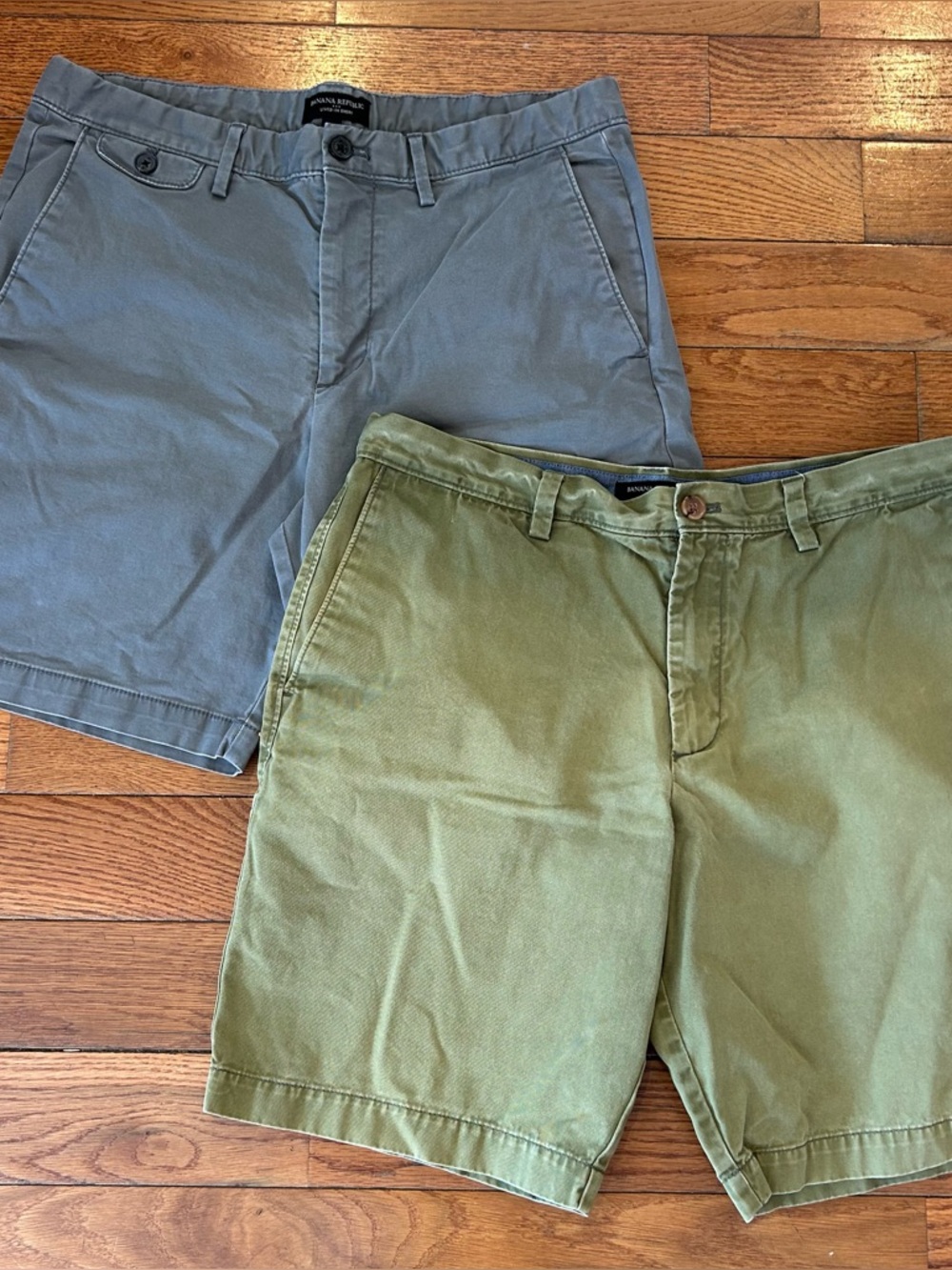 Set of 2 Banana Republic Aiden Shorts Chino Khaki Blue Gray Green Men 34